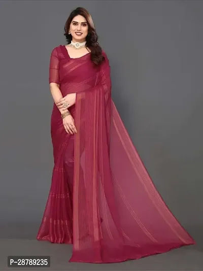 Stylish Red Crepe Saree with Blouse piece For Women-thumb0