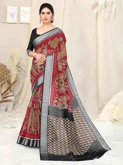 Stylish Crepe Saree with Blouse piece For Women