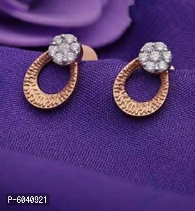 Shimmering Brass Gold Plated Earrings For Girls And Women-thumb0