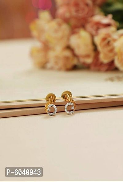 Shimmering Brass Gold Plated Earrings For Girls And Women-thumb0