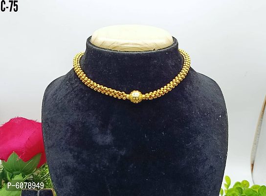 Shimmering Micro Gold Plated Thushi Maharashtrian Necklace For Girls And Women-thumb0