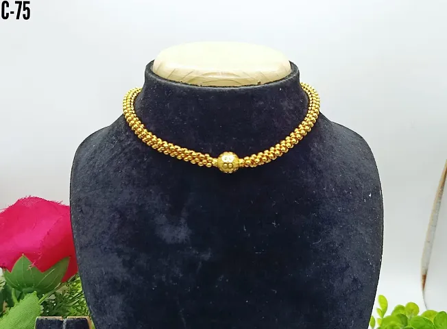 Stylish Micro Gold Plated Thushi Maharashtrian Necklace For Women