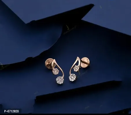 Elegant Brass Golden American Diamond Earrings For Women And Girls