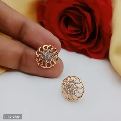 Golden Brass American Diamond Studs-thumb0