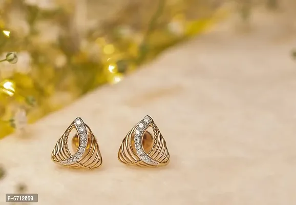 Golden Brass American Diamond Studs-thumb0