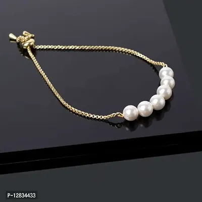 Gargish Pearl Adjustable Bracalet | Stylish And Trendy Bracelet | For Women Girls Jewelry | Adjustable White Bracelet-thumb2