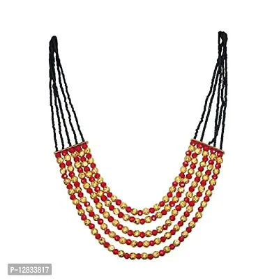 Gargish Gold Plated Red Moti Stylish five layer Necklace for Girls/ Women-thumb0