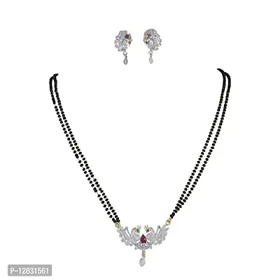 Gargish Mangalsutra Necklace & Earing Set with Chain For Women/Girls Marriage/Party (Model 4)-thumb0