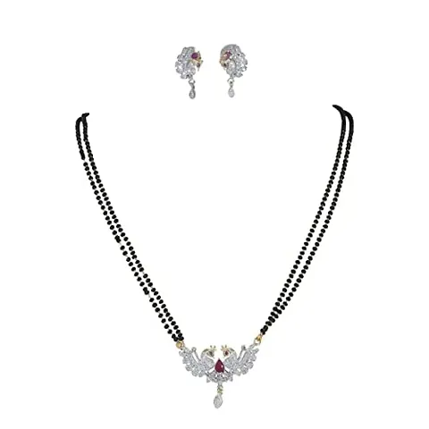 Gargish Mangalsutra Necklace & Earing Set with Chain For Women/Girls Marriage/Party (Model 4)