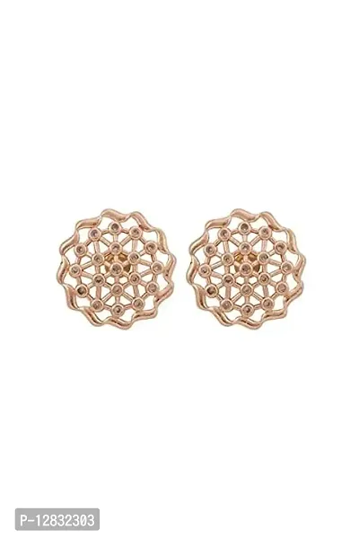 Gargish Rose Gold Plated Trending Flower shape AD earrings for Women and Girls