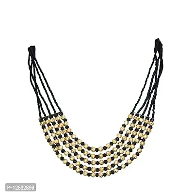 GARGISH Gold Plated Black Moti Stylish five layer Necklace for Girls/ Women