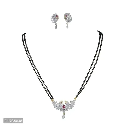 Gargish AD Mangalsutra Pendant with Chain and Earrings for Women/Girls (Design 07)