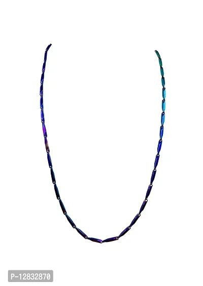 Gargish Stainless Steel Stylish Rice Chain Necklace for Men and Boys, Free Size (Prism Blue)-thumb0