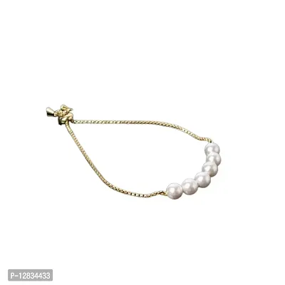 Gargish Pearl Adjustable Bracalet | Stylish And Trendy Bracelet | For Women Girls Jewelry | Adjustable White Bracelet-thumb0