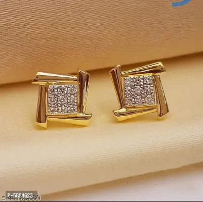 Gold Plated American Diamond Earrings-thumb0