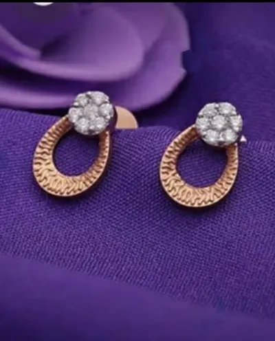 Shimmering Brass Gold Plated Earrings For Girls