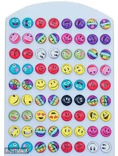 Multicolour Plastic Success Emoji Pattern Studs Earrings set for Women and Kids baby girl-thumb0