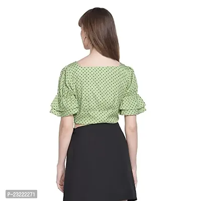 DRAAX fashions Women Green Ruffled Crop Top-thumb4