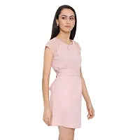 DRAAX fashions Women Pink Skater Dress (S; Pink)-Short Sleeve-thumb2