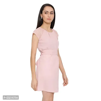 DRAAX fashions Women Pink Skater Dress (S; Pink)-Short Sleeve-thumb3