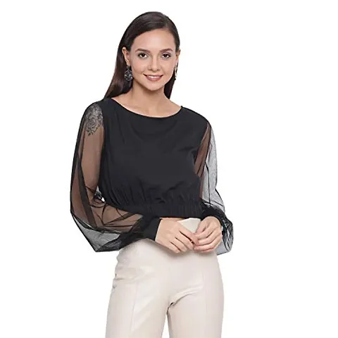 DRAAX fashions Women Black Embellished Top (XL; Black)-Fullsleeve