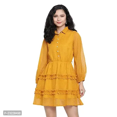 DRAAX fashions Women Yellow Solid Embellished Dress