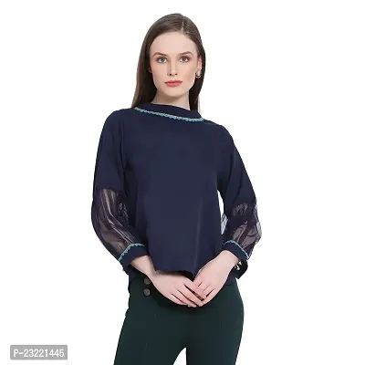 DRAAX fashions Women Polyester Festive Top (XL ; Navy Blue)
