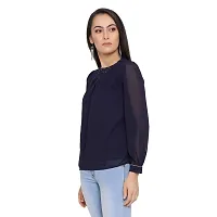 DRAAX fashions Women Blue Embellished Solid Top (S; Blue)-Short Sleeve-thumb1