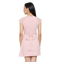 DRAAX fashions Women Pink Skater Dress (S; Pink)-Short Sleeve-thumb3