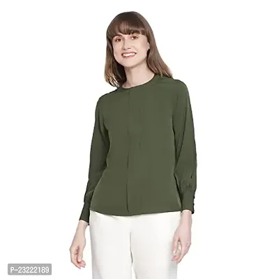 DRAAX fashions Women Green Long Sleeves Front Pleat Top