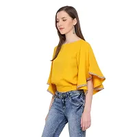 DRAAX fashions Women Yellow Solid Top with Sleeves (S; Yellow)-3/4thsleeve-thumb1