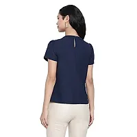 DRAAX fashions Women Navy Blue Embellished A-Line Top (S ; Blue)-thumb3