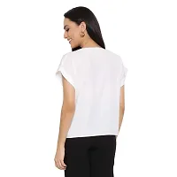 DRAAX fashions Women White Top with Yoke (XS; White)-Short Sleeve-thumb3