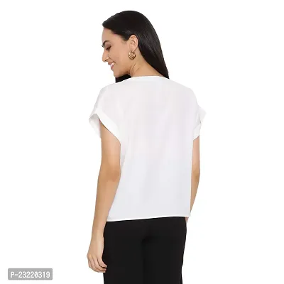 DRAAX fashions Women White Top with Yoke (XS; White)-Short Sleeve-thumb4