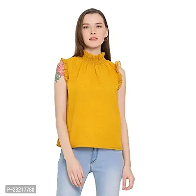 DRAAX fashions Women Yellow Spaghetti Embellished Top (L; Yellow)-Sleeveless