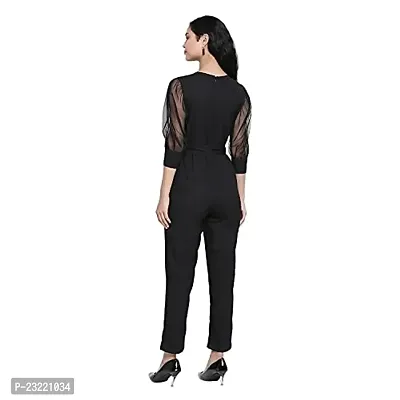 DRAAX fashions Women Black Ballon Net Sleeve Jumpsuit (XS ; Black)-thumb4