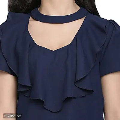 DRAAX fashions Women Navy Blue Embellished A-Line Top (S ; Blue)-thumb5