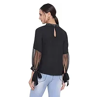 DRAAX fashions Women Black Solid Styled Back Top-thumb3