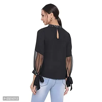 DRAAX fashions Women Black Solid Styled Back Top-thumb4