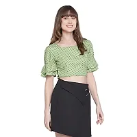 DRAAX fashions Women Green Ruffled Crop Top(S;Green)-thumb2