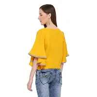 DRAAX fashions Women Yellow Solid Top with Sleeves (S; Yellow)-3/4thsleeve-thumb3