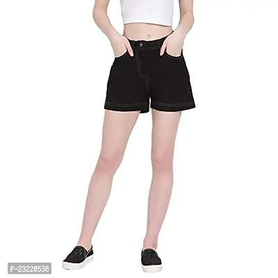 DRAAX fashions Women Denim Shorts (XL ; Black)