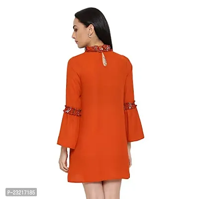 DRAAX fashions Women Brown A-Line Dress (XS; Brown)-3/4thsleeve-thumb4
