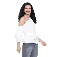 DRAAX fashions Women White Printed Crop Top (XL ; White)-thumb2