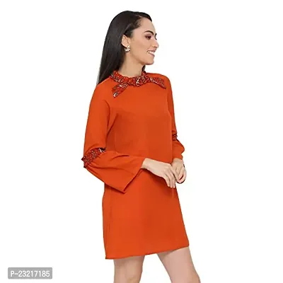 DRAAX fashions Women Brown A-Line Dress (XS; Brown)-3/4thsleeve-thumb3