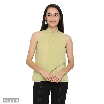 DRAAX fashions Women Green Embellished Top (L; Green)-Sleeveless