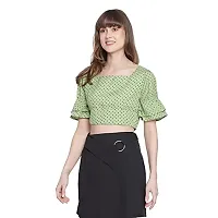 DRAAX fashions Women Green Ruffled Crop Top(S;Green)-thumb1