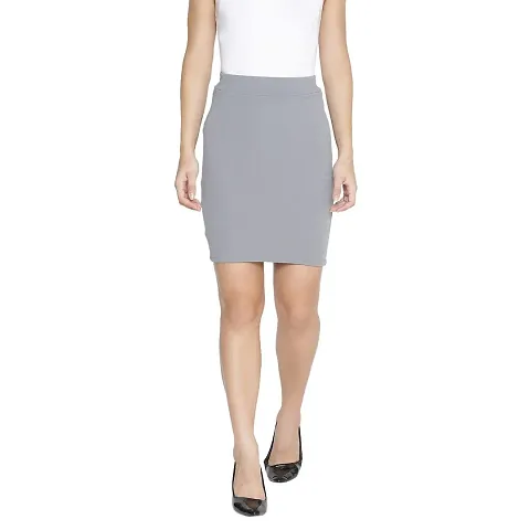 DRAAX fashions Women Grey Formal Skirt (M;Grey)