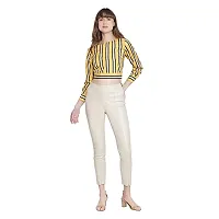 DRAAX fashions Women Yellow Striped Full Seelve Crop Top(XS;Yellow)-thumb4