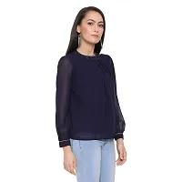 DRAAX fashions Women Blue Embellished Solid Top (XL; Blue)-Short Sleeve-thumb2